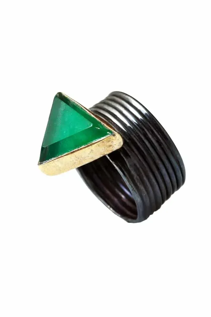 Handmade Jewellery | Jade black rhodium plated silver ring main