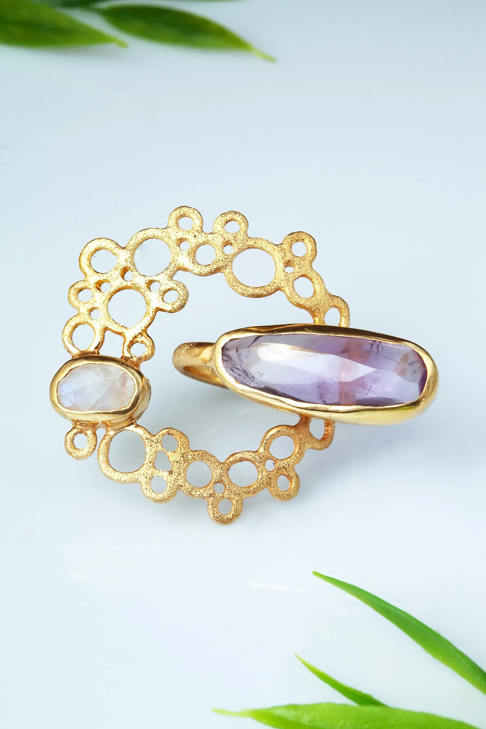 Handmade Jewellery | Amethyst gold plated silver ring gallery 1