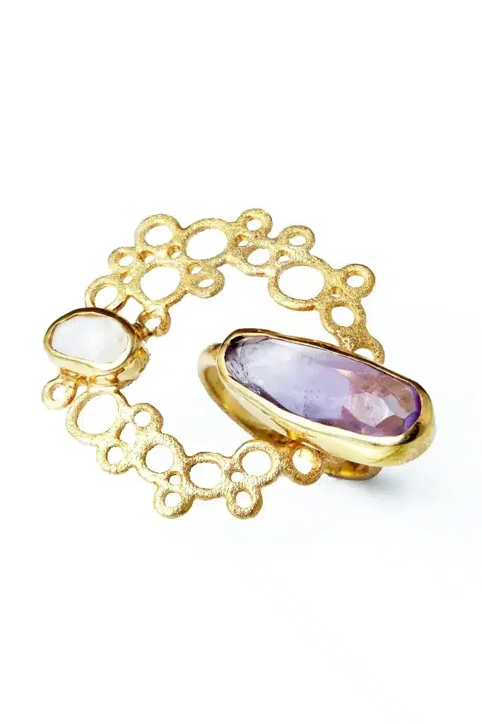 Handmade Jewellery | Amethyst gold plated silver ring main