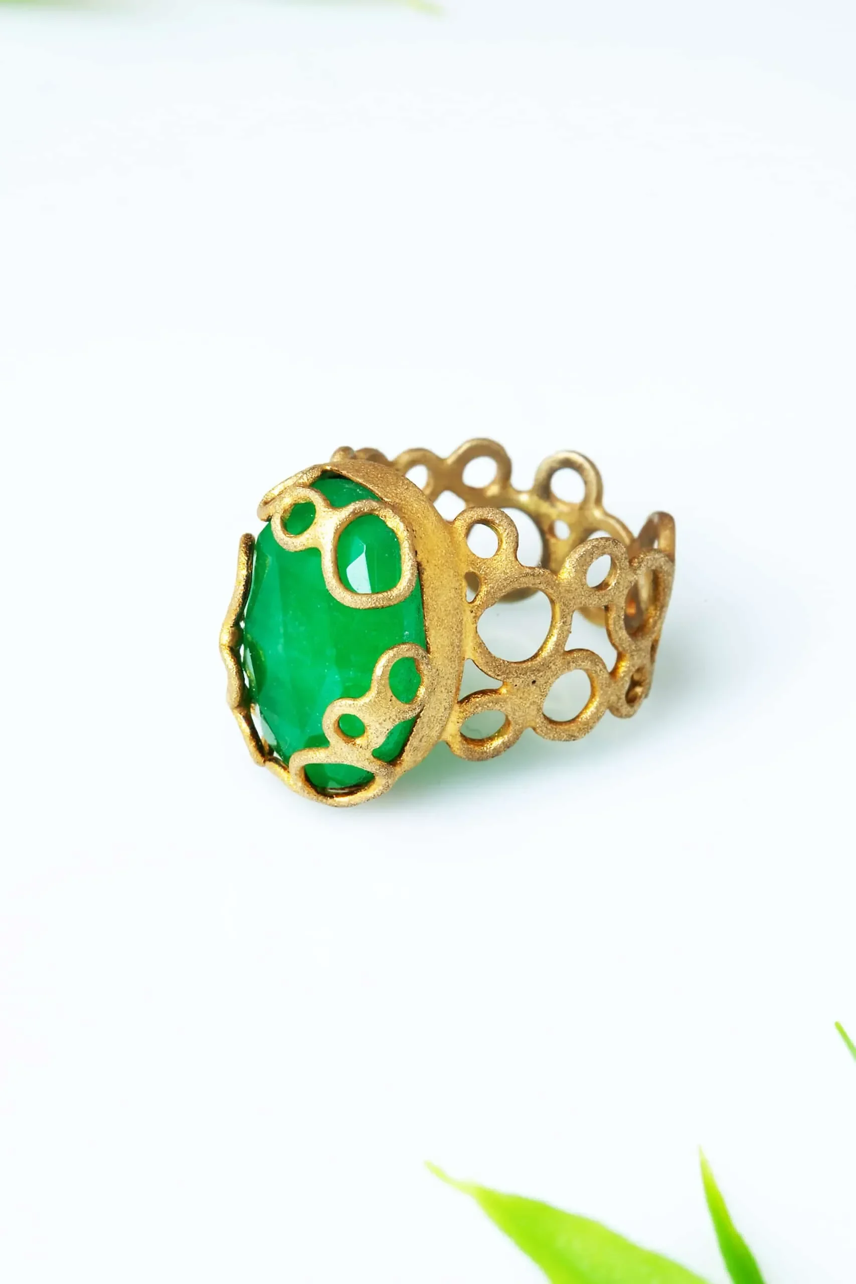 Handmade Jewellery | Jade gold plated silver ring gallery 1