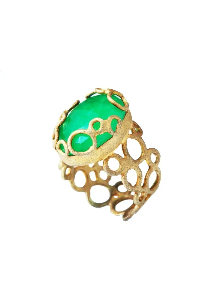Handmade Jewellery | Jade gold plated silver ring main
