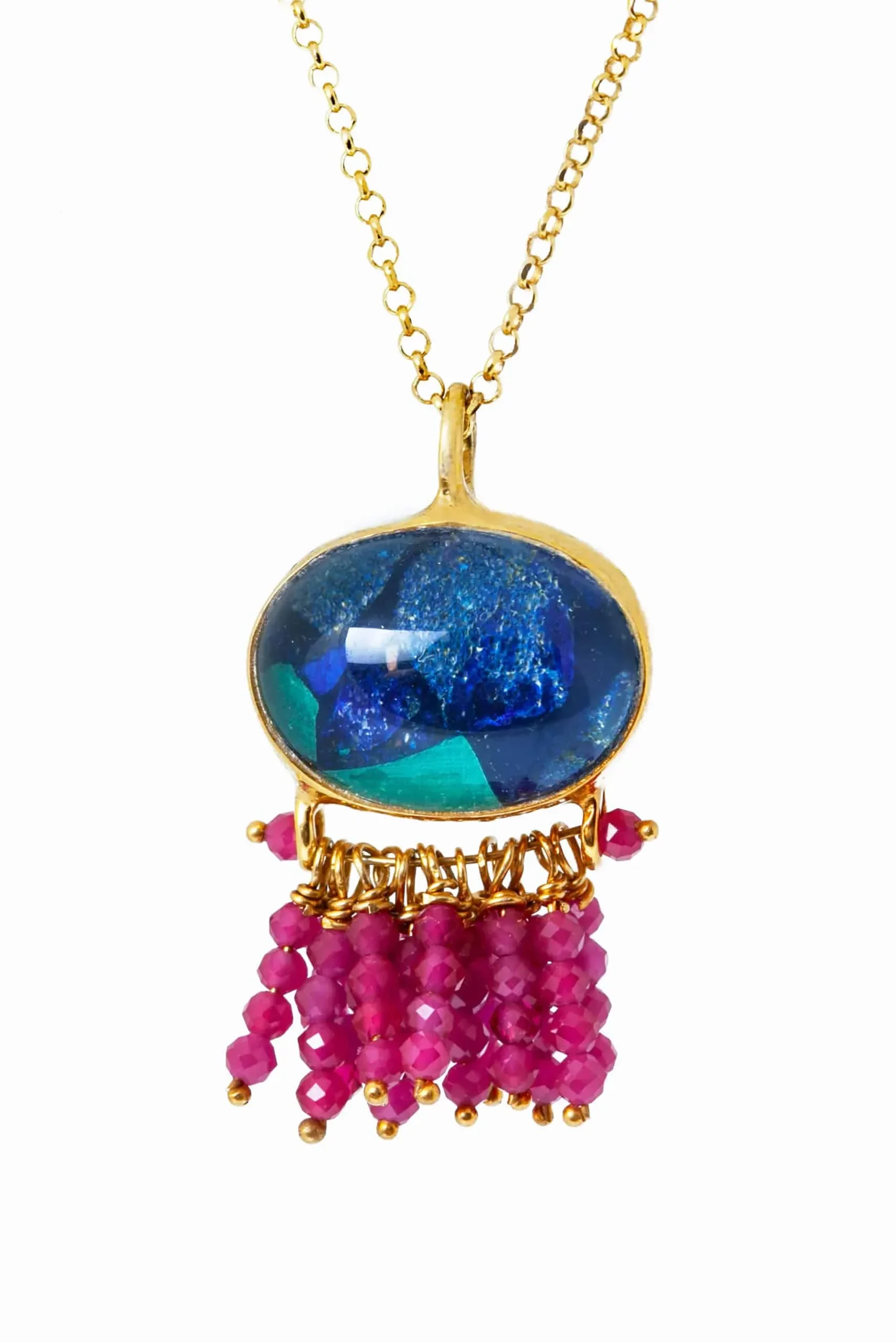 Handmade Jewellery | Azurite gold plated silver necklace gallery 1