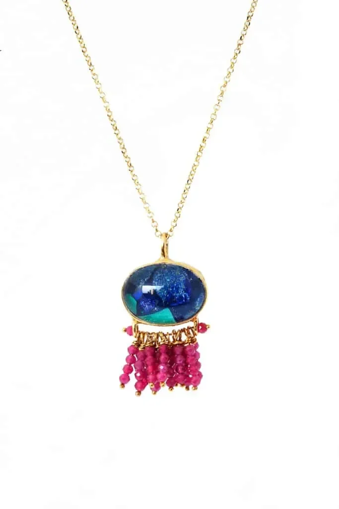 Handmade Jewellery | Azurite gold plated silver necklace main