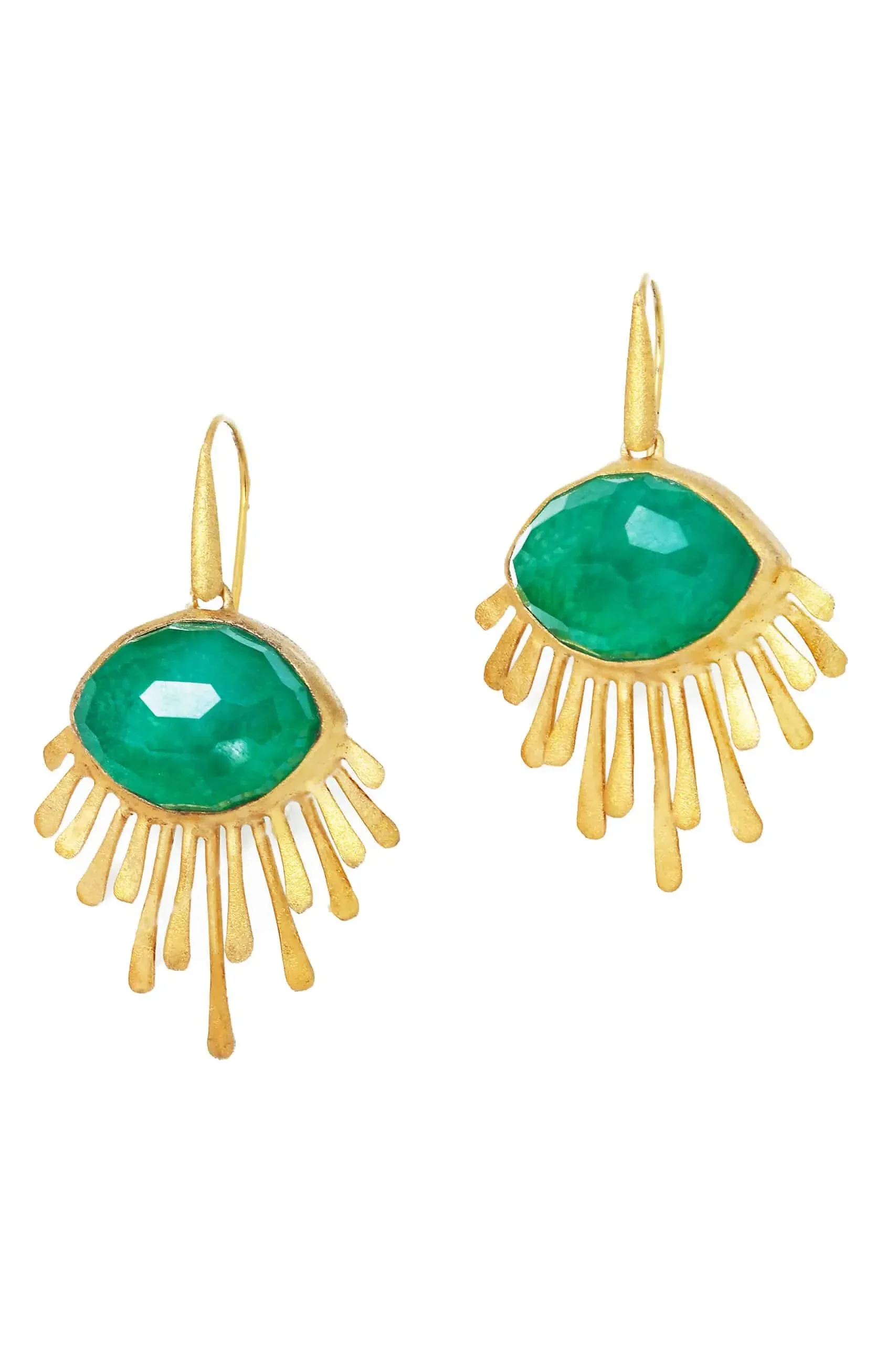 Handmade Jewellery | Jade gold plated silver earrings main