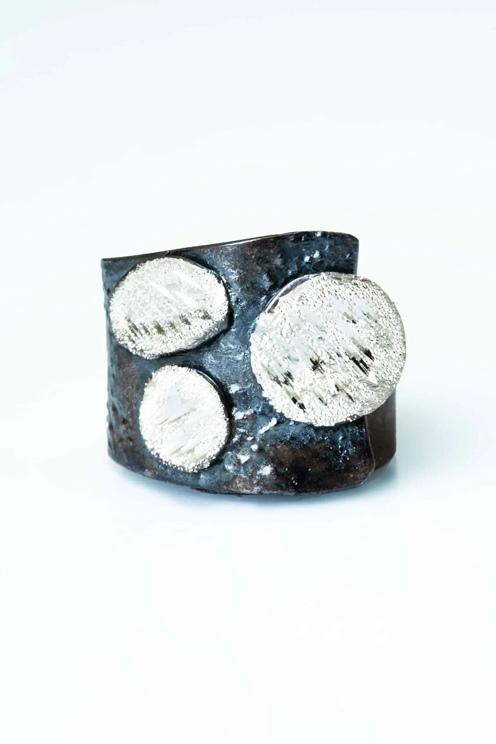 Handmade Jewellery | Silver black plated textured ring main
