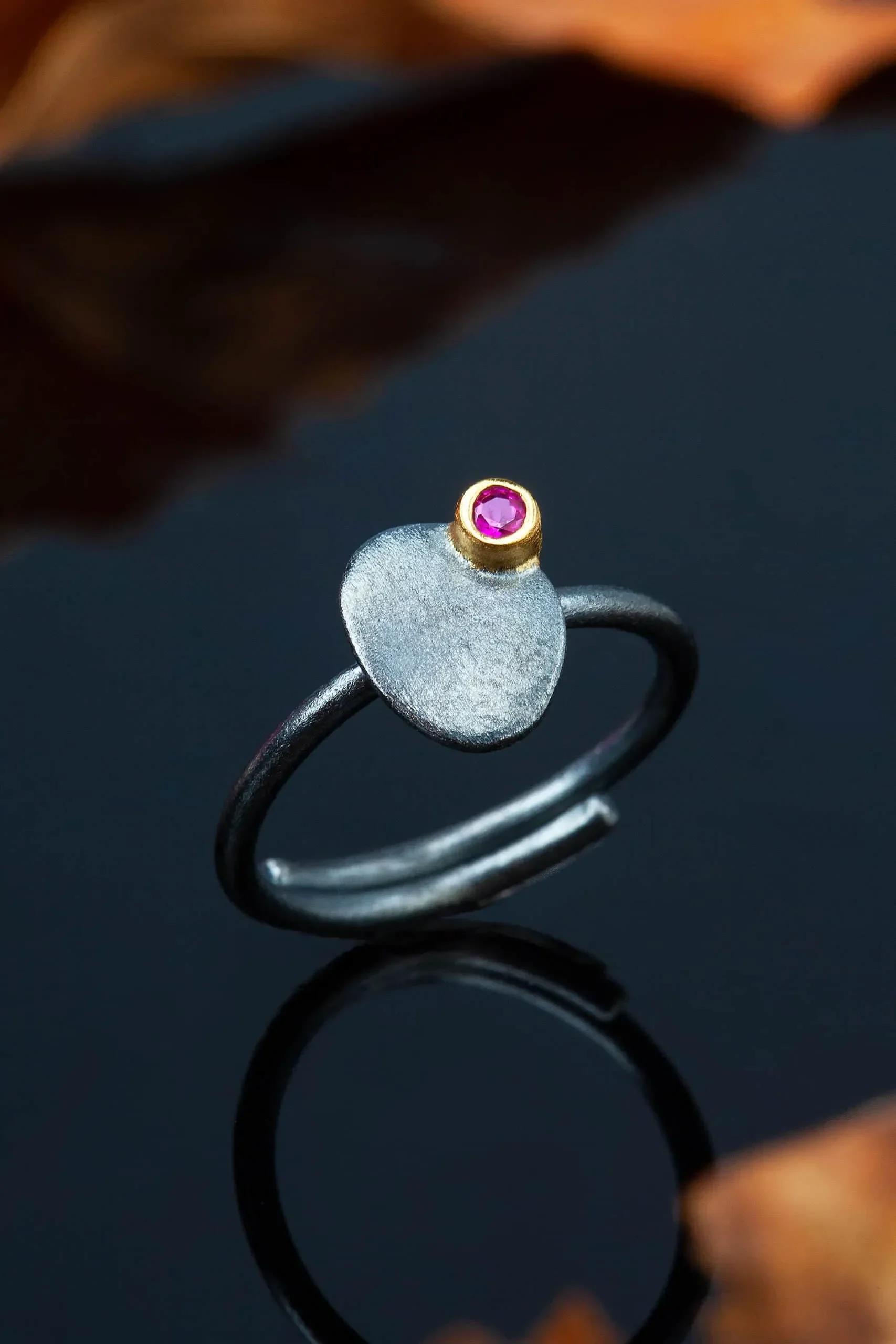 Handmade Jewellery | Silver black plated with pink zircon gallery 2