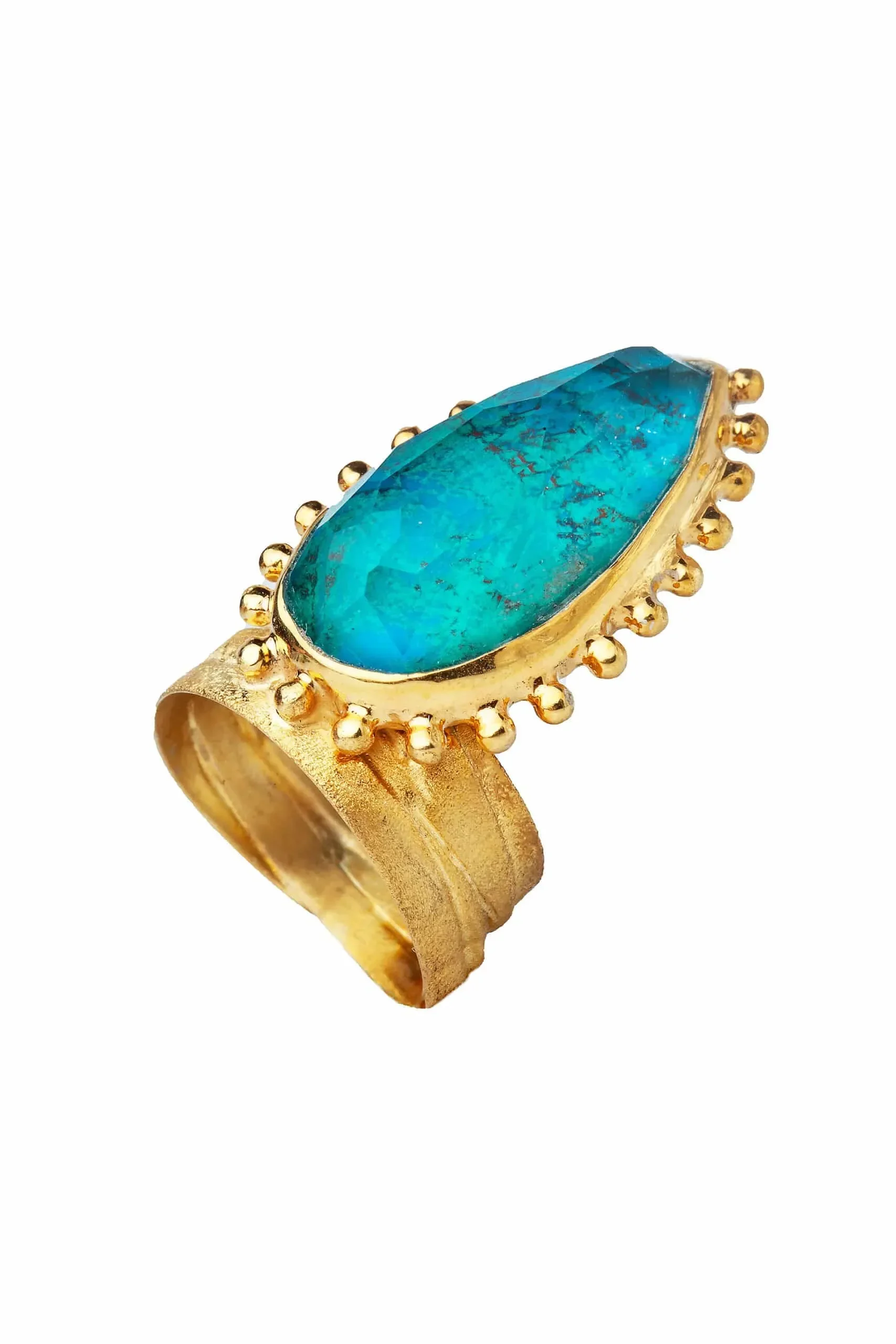 Χειροποίητα κοσμήματα | Ασημένιο επίχρυσο δαχτυλίδι με χρυσόκολλα gallery 1