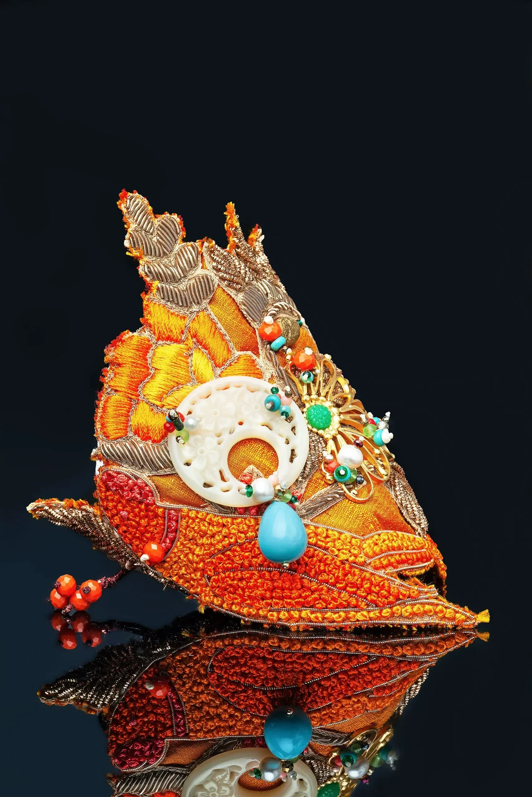 Handmade Jewellery | Flower gold plated bronze bracelet and fabrics gallery 4