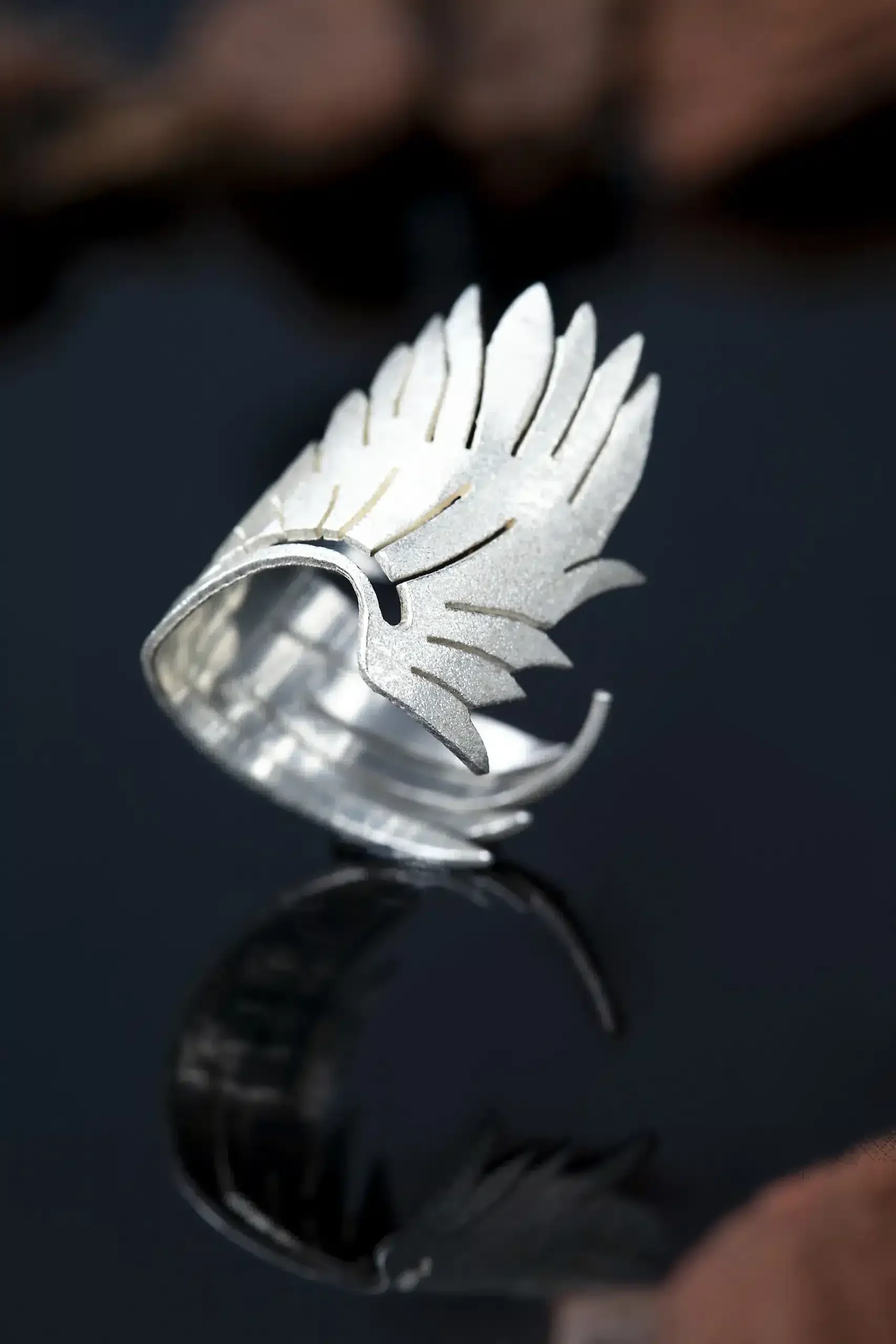 Handmade Jewellery | Angel wing silver adjustable ring gallery 1