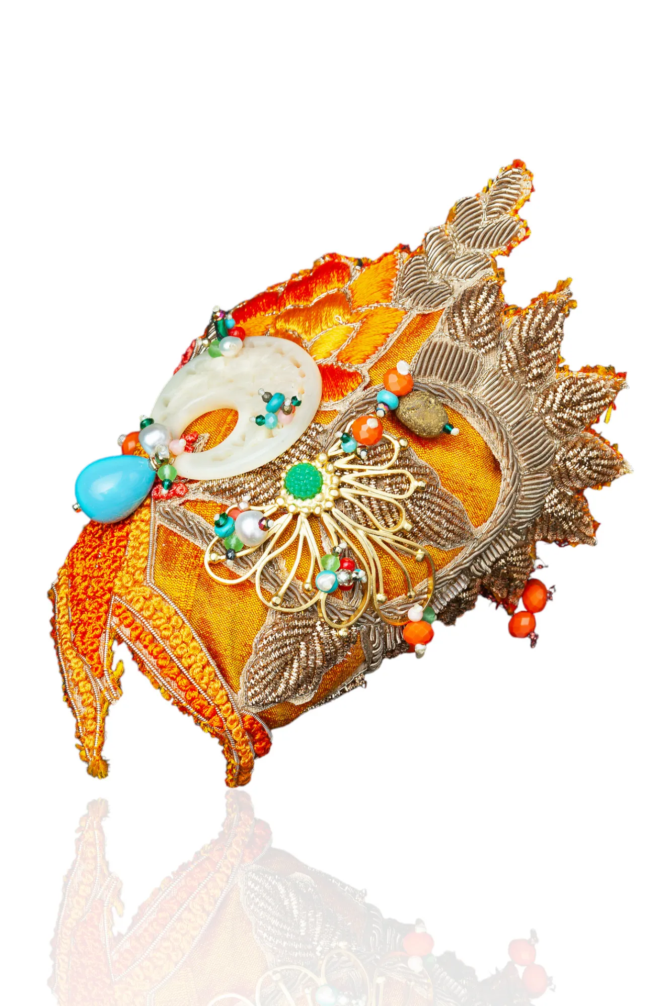 Handmade Jewellery | Flower gold plated bronze bracelet and fabrics gallery 1