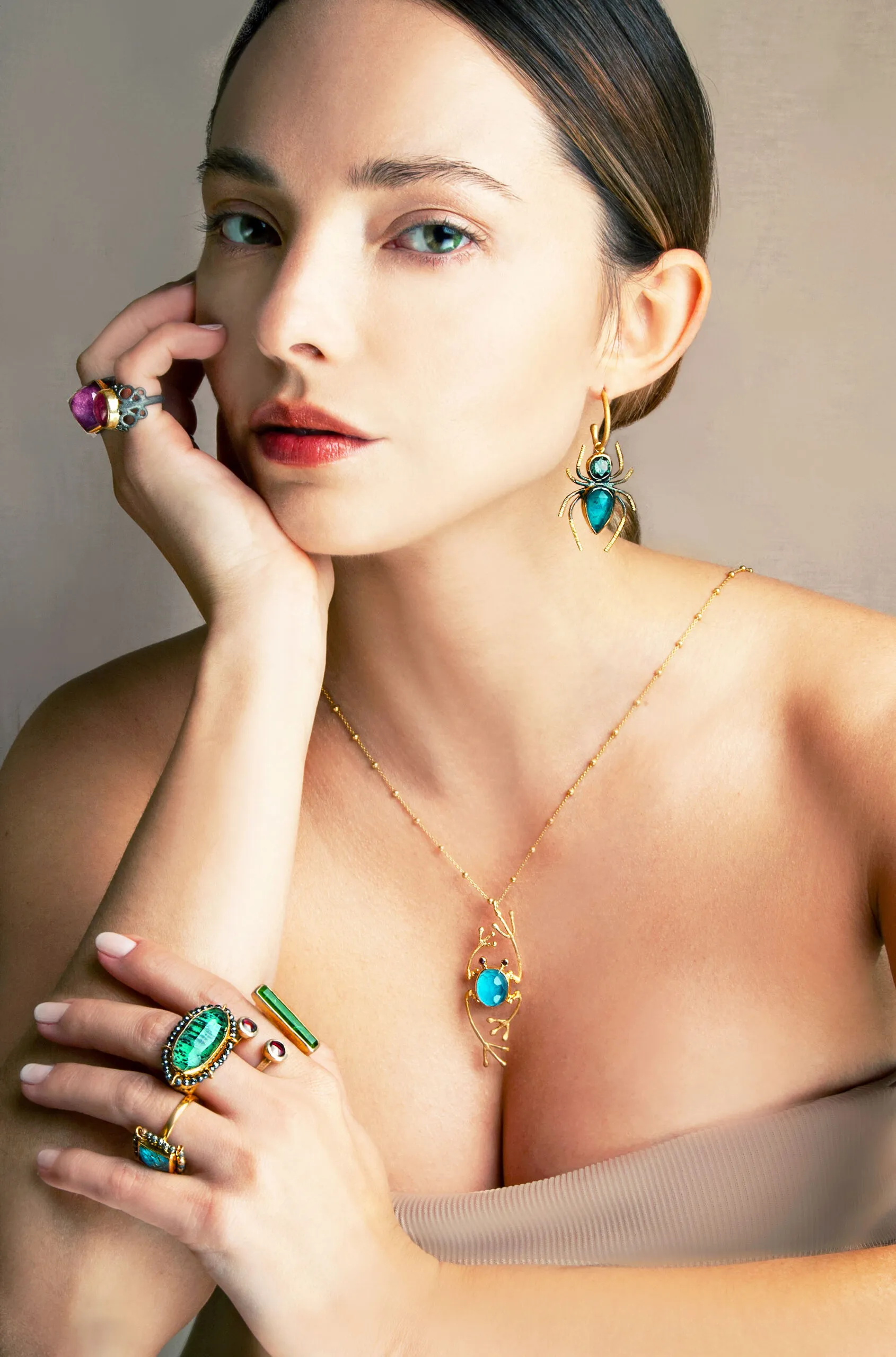 Handmade Jewellery | Turquoise gold plated silver ring gallery 5