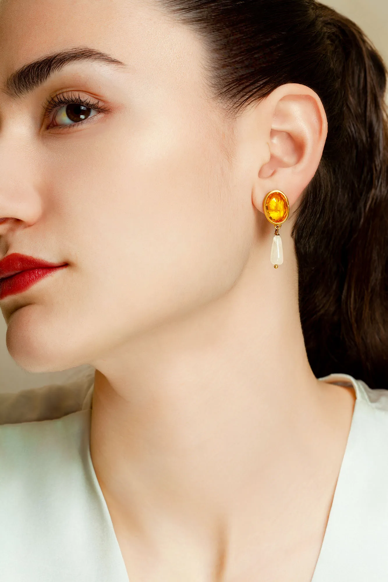 Handmade Jewellery | Citrine gold plated silver earrings gallery 1