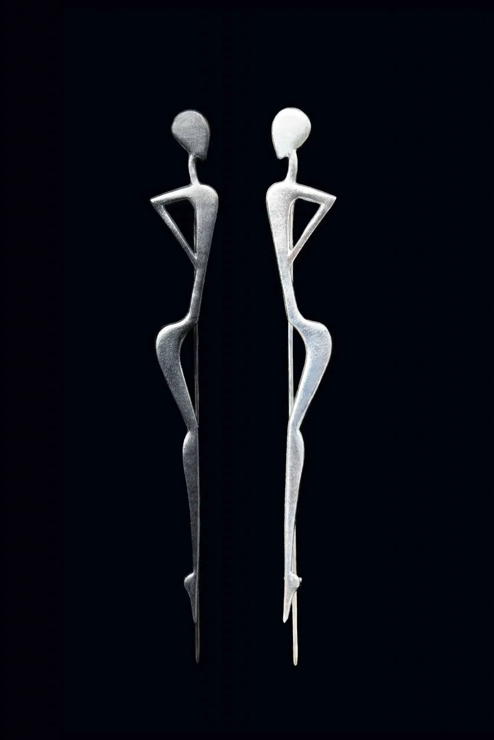 Handmade Jewellery | Figure black plated silver brooch gallery 2
