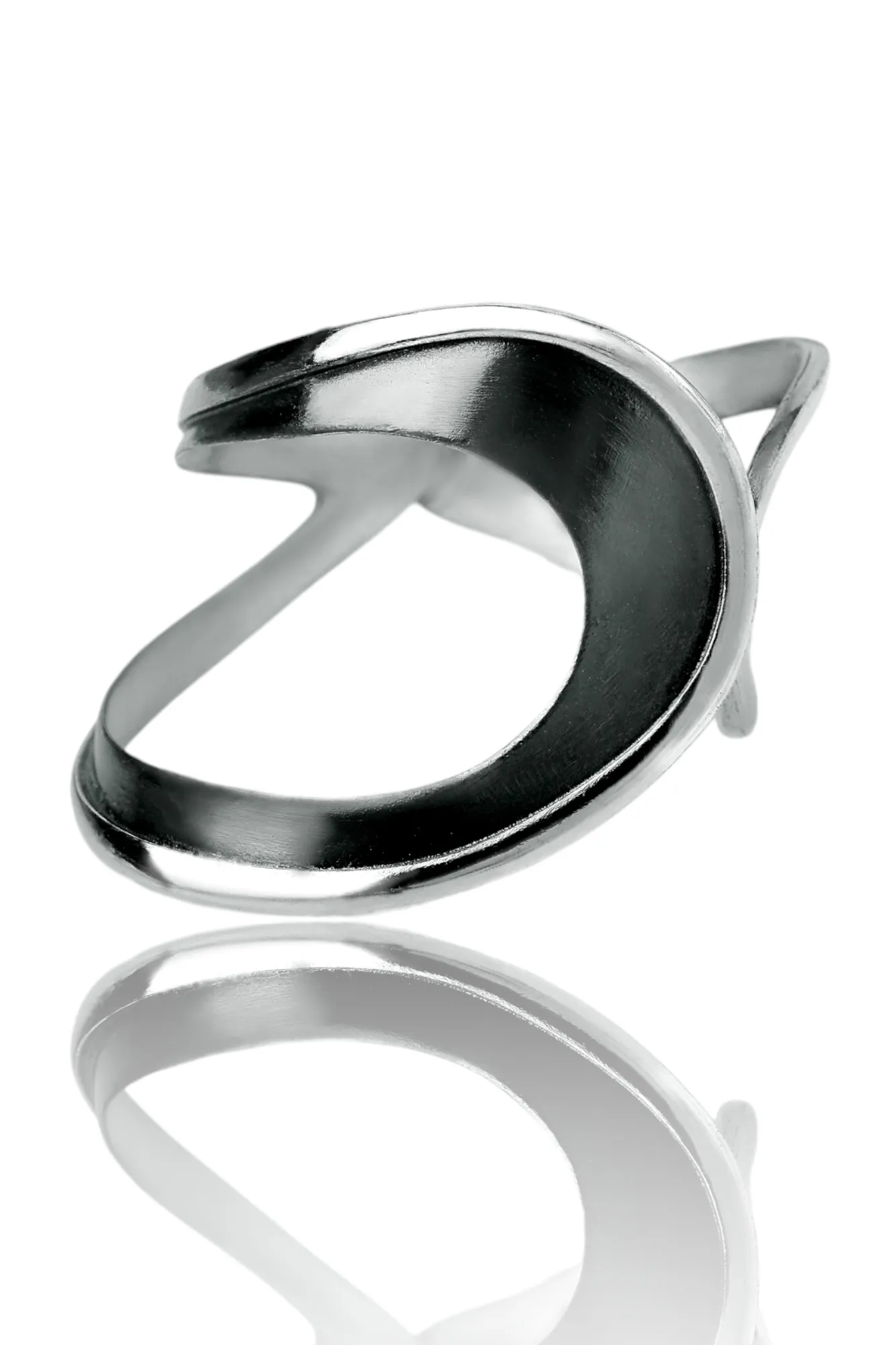 Paisley minimal oxidized adjustable silver ring
