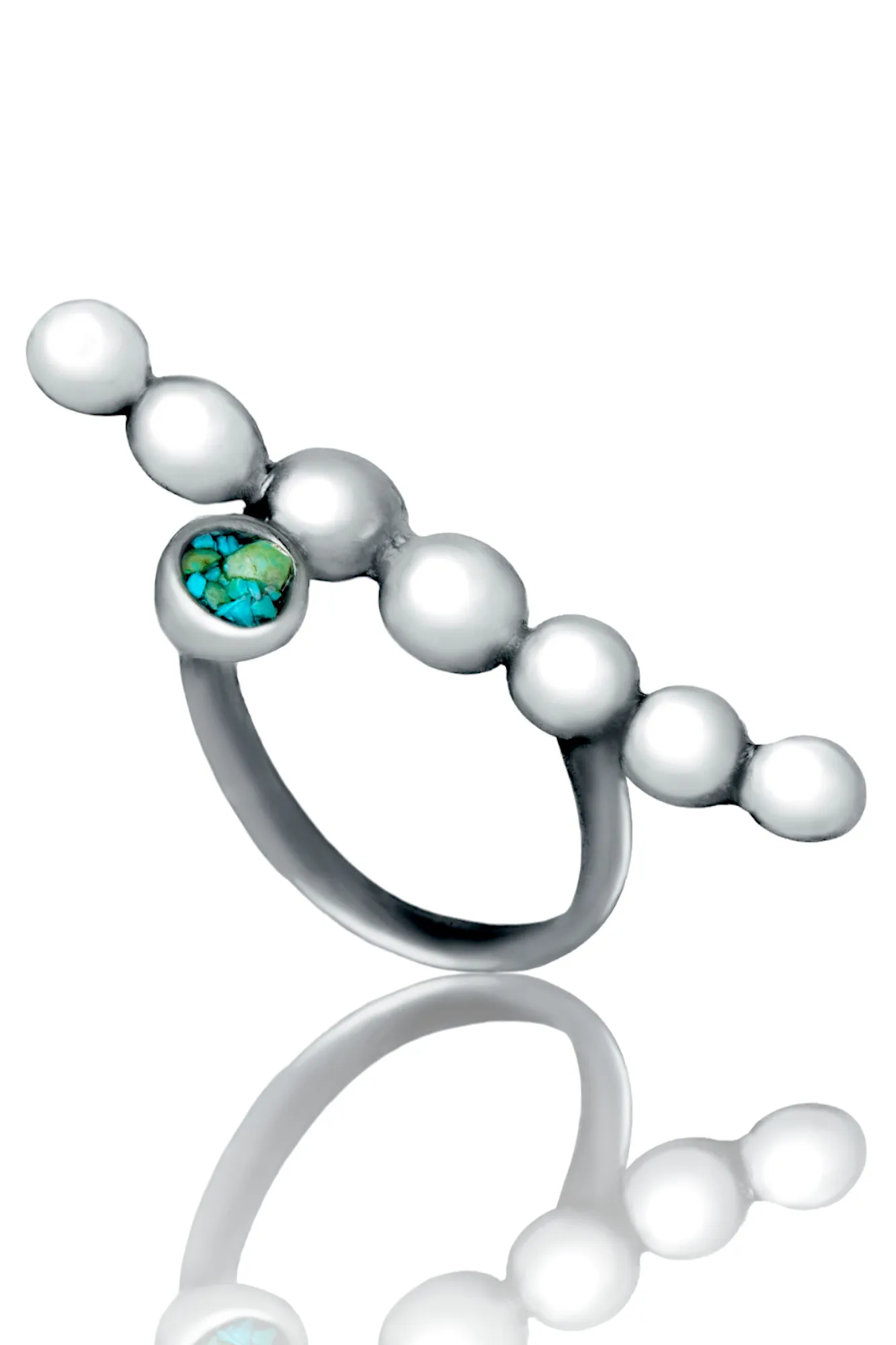 Χειροποίητα κοσμήματα | Ασημένιο δαχτυλίδι φούσκες, με θρυμματισμένο τουρκουάζ main