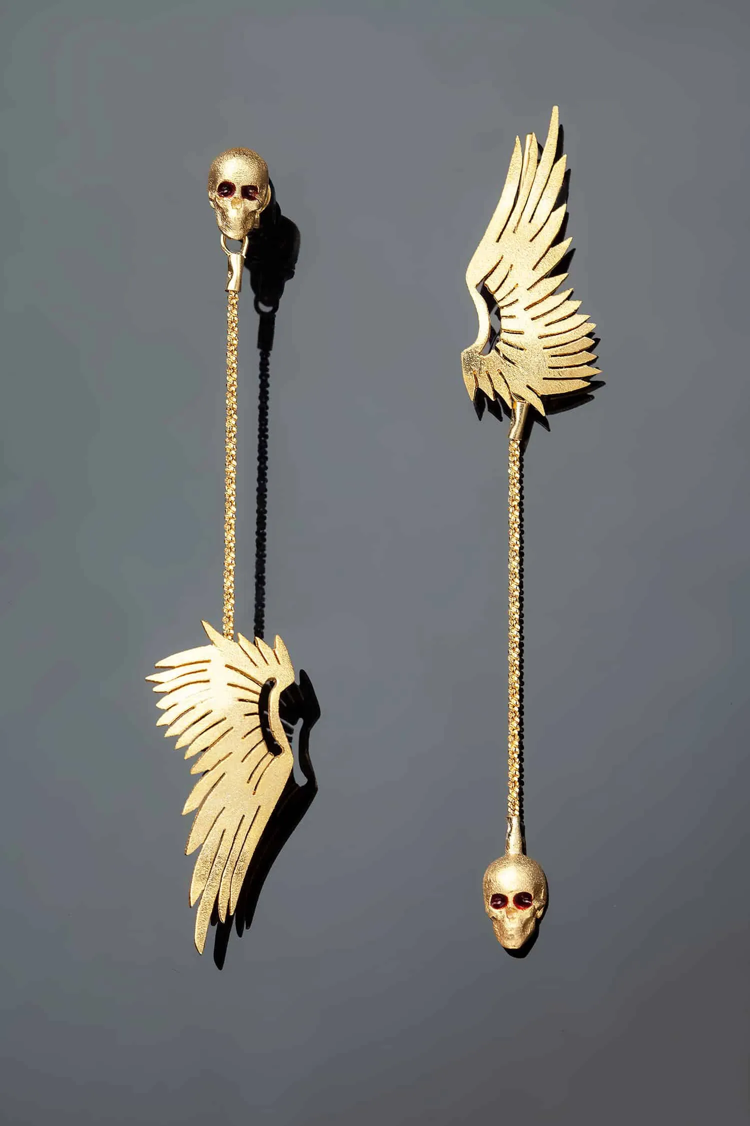 Χειροποίητα κοσμήματα | Ασημένια σκουλαρίκια φτερά αγγέλου με επιχρύσωση gallery 4