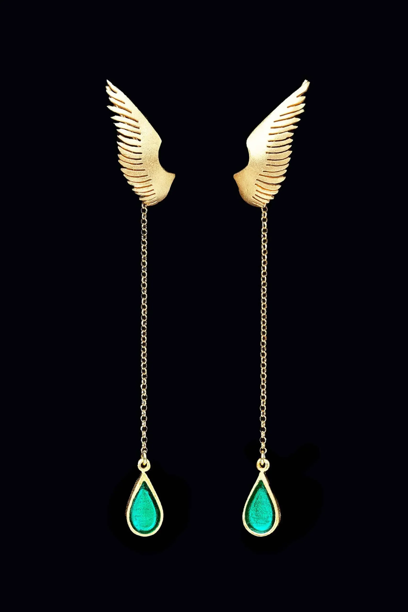 Handmade Jewellery | Wings gold plated silver earrings gallery 1