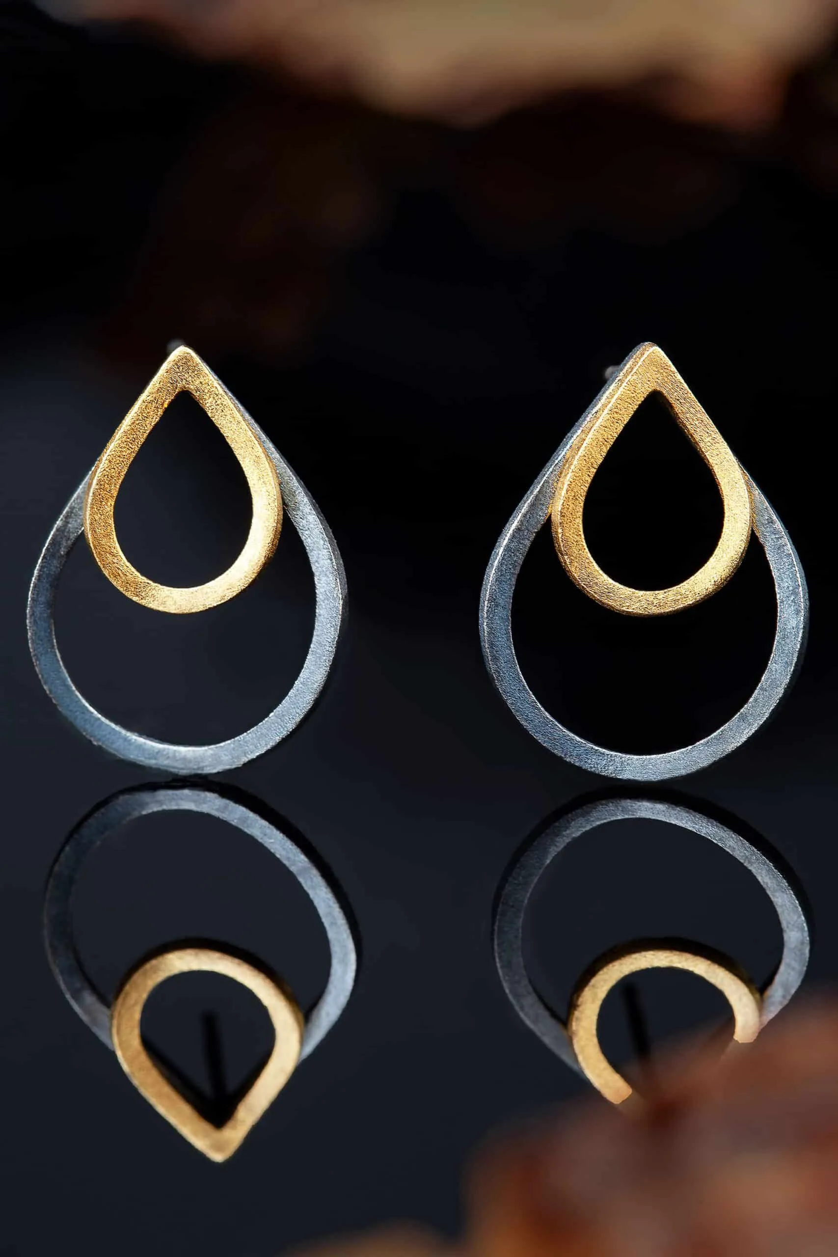 Handmade Jewellery | Drop shaped minimal silver earrings gallery 1