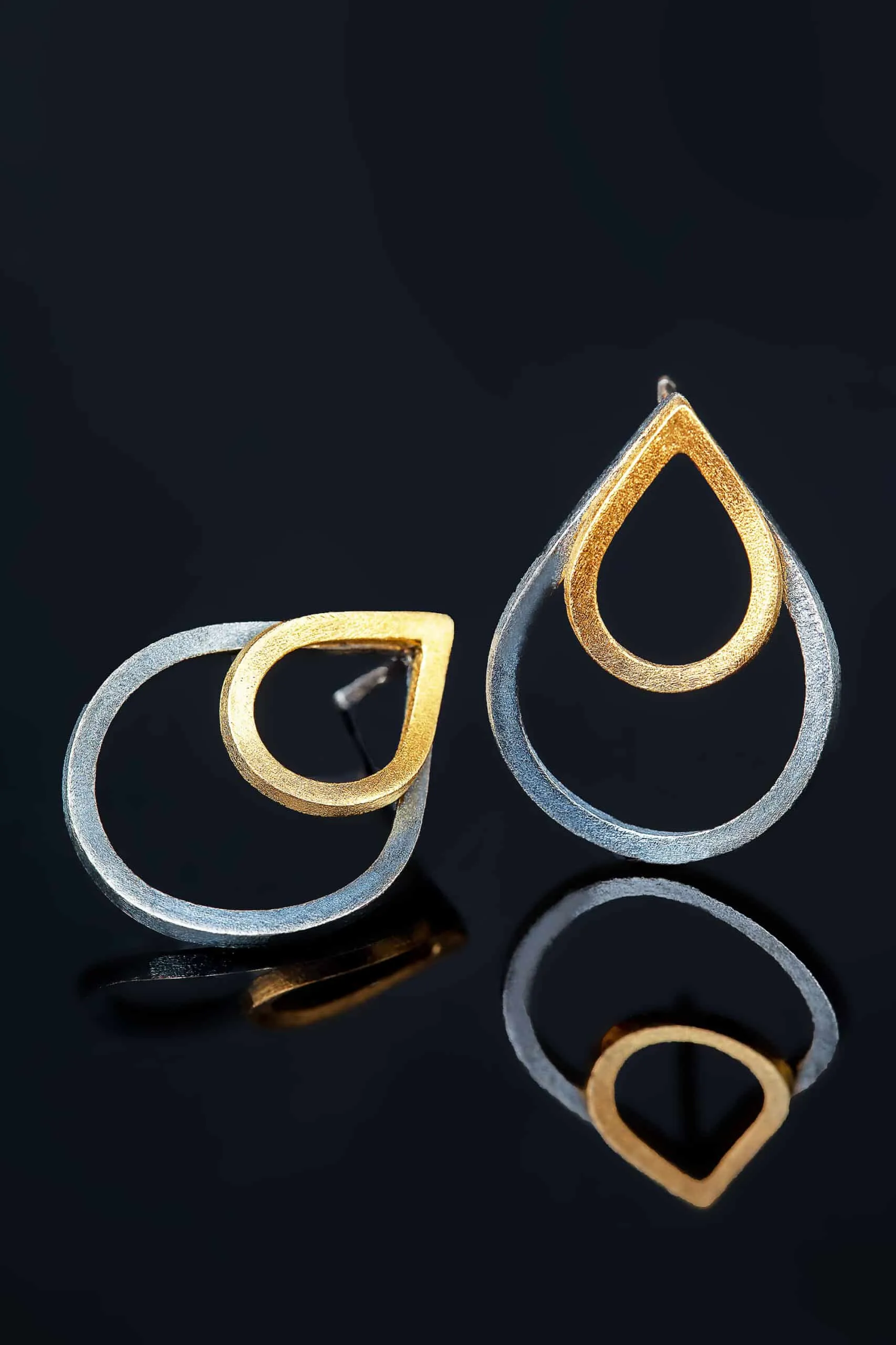 Handmade Jewellery | Drop shaped minimal silver earrings gallery 2