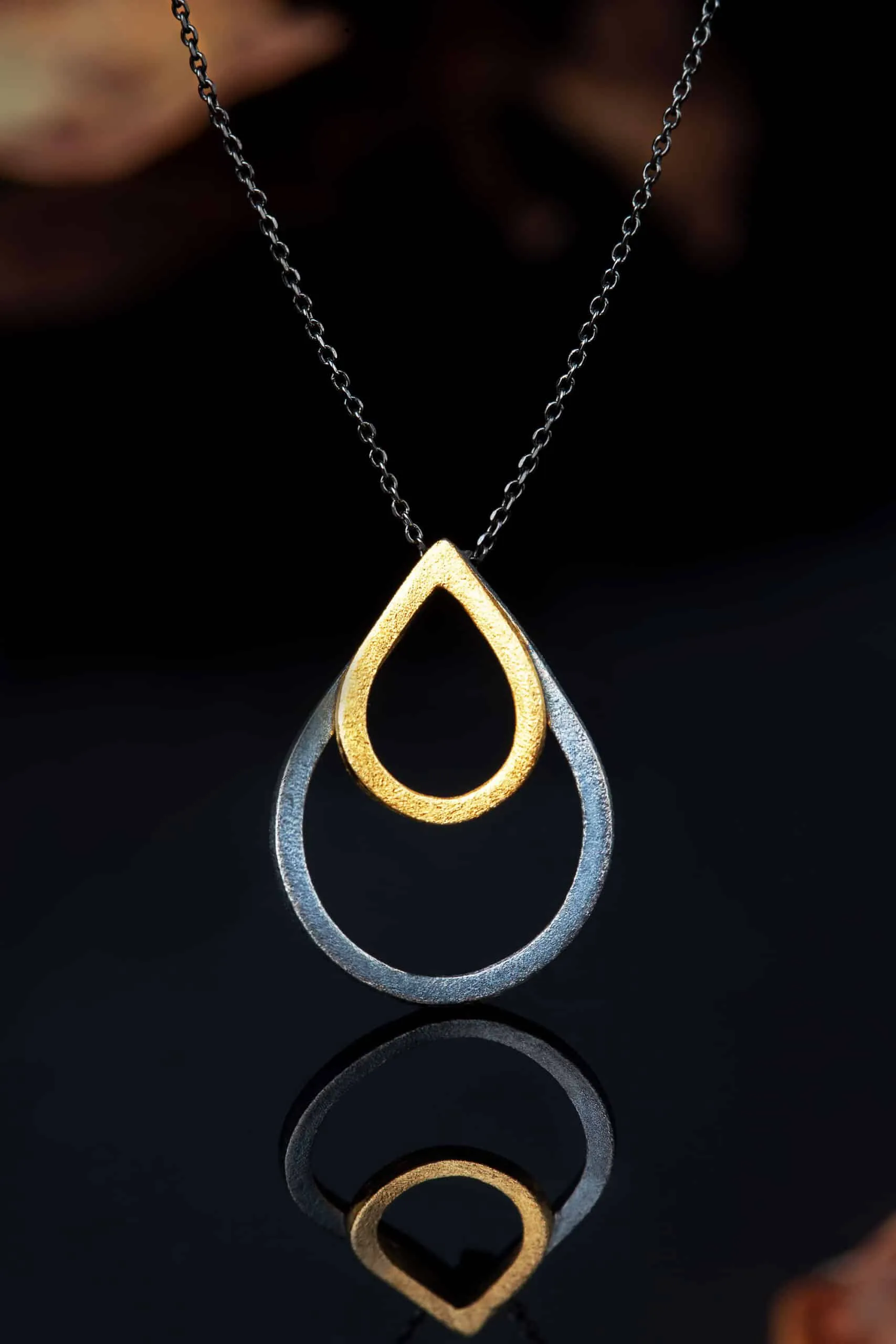 Handmade Jewellery | Drops gold and black plated silver necklace gallery 1