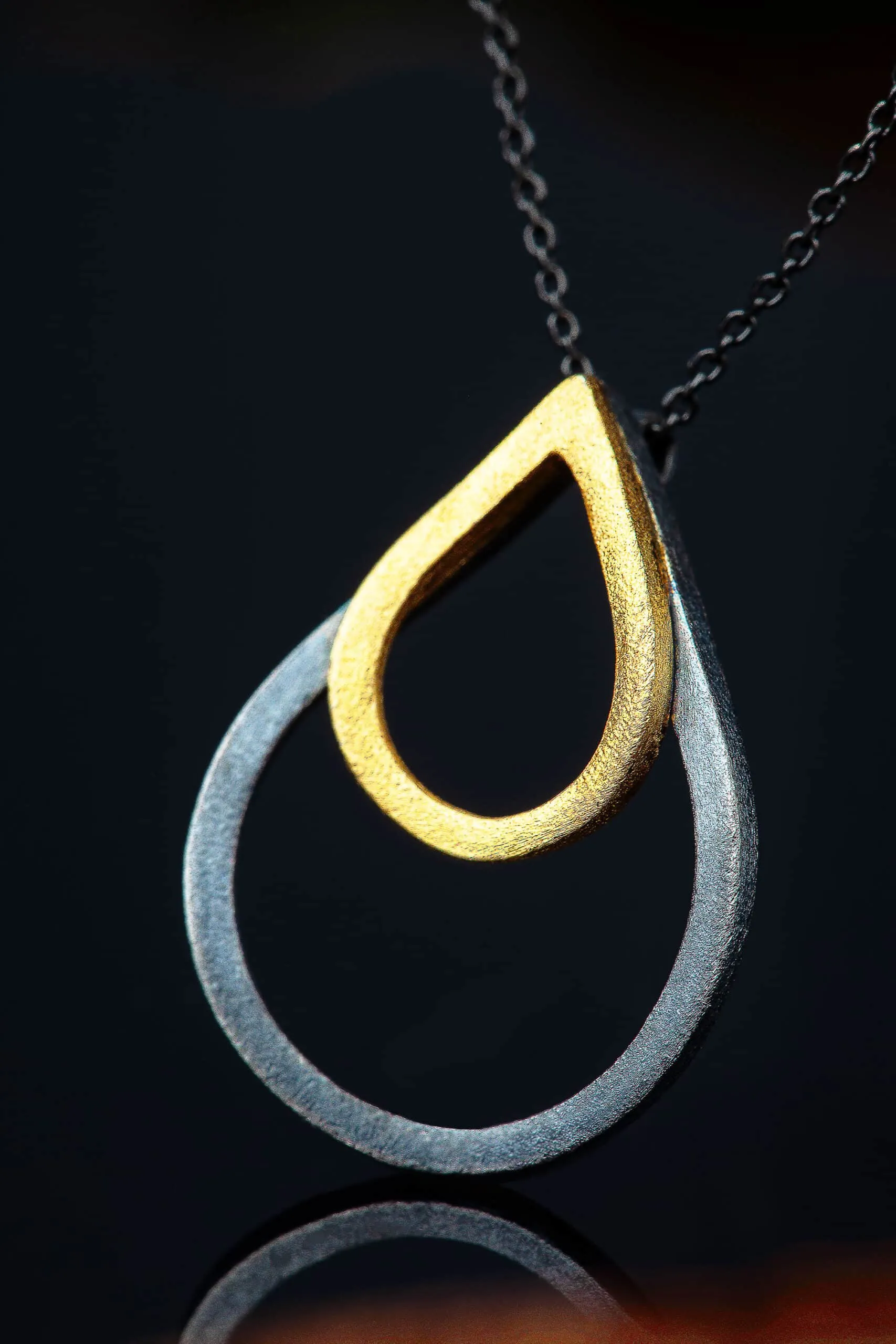 Handmade Jewellery | Drops gold and black plated silver necklace gallery 2