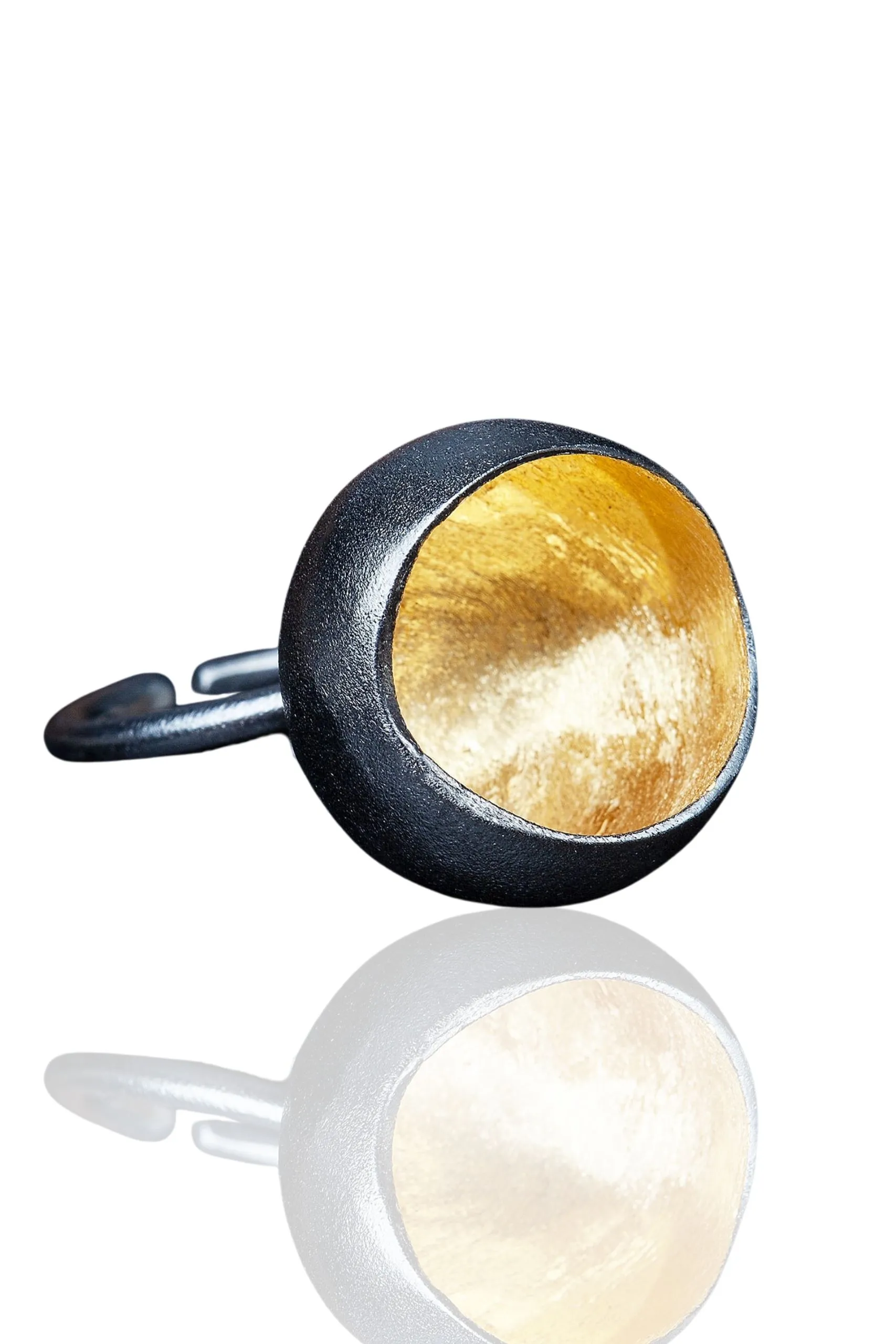 Handmade Jewellery | Ball gold and black rhodium plated silver ring main