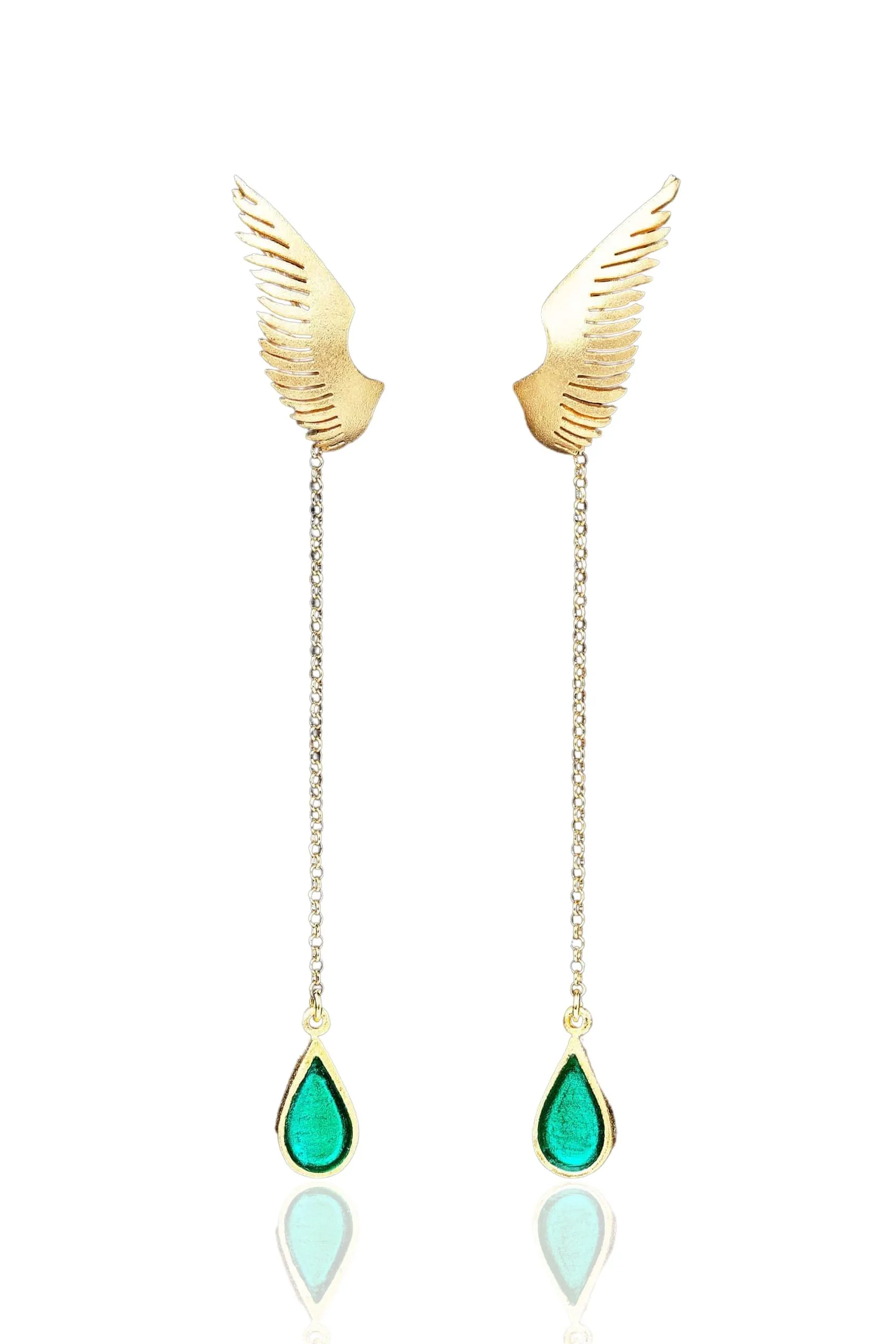 Handmade Jewellery | Wings gold plated silver earrings main