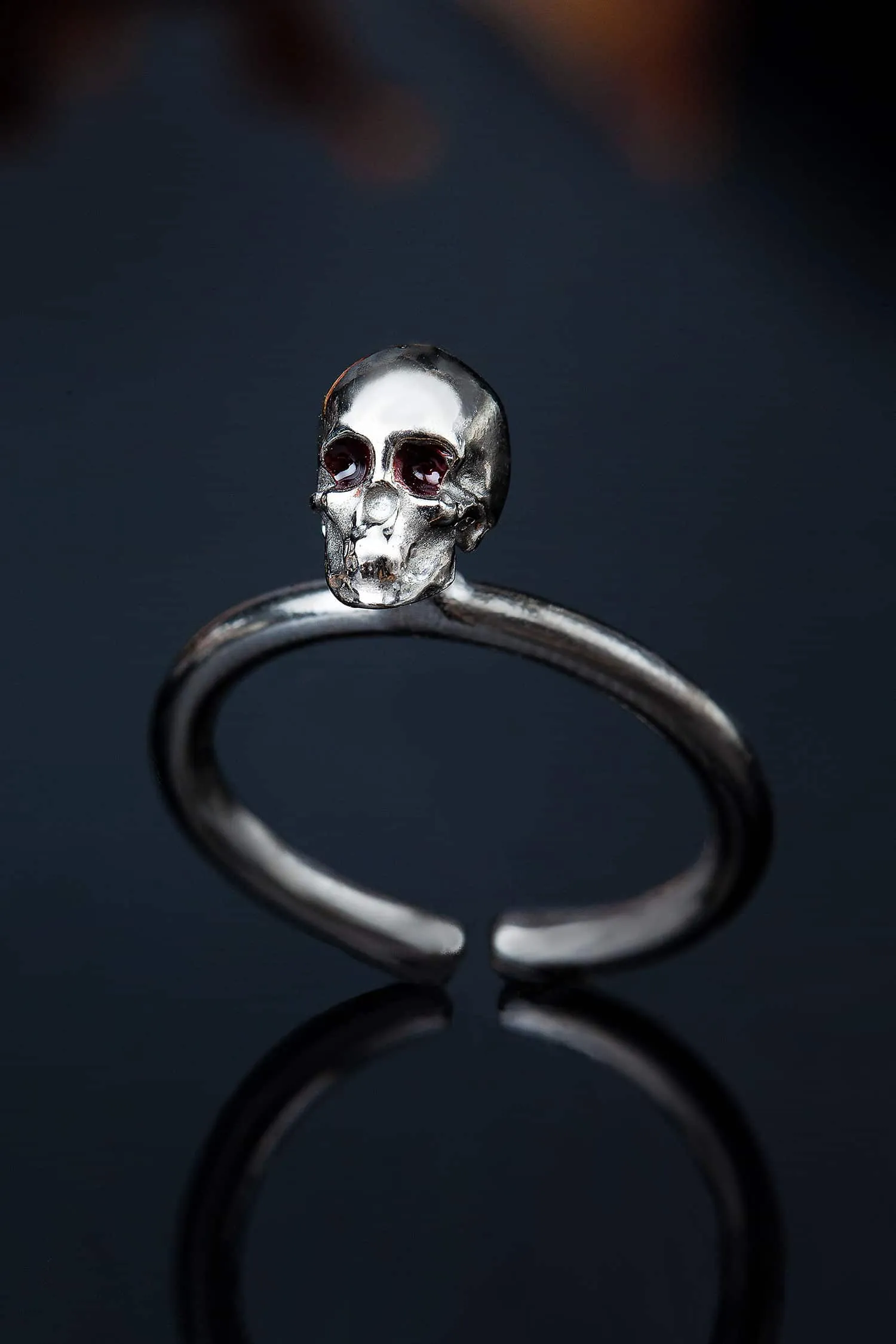 Handmade Jewellery | Scull black rhodium plated silver ring gallery 1