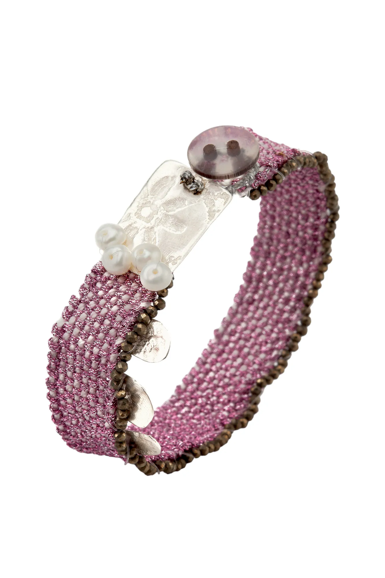 Handmade Jewellery | Woven bracelet with silver and pyrite gallery 4