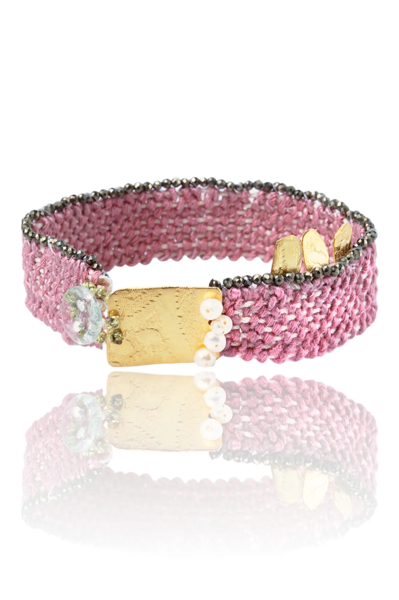 Handmade Jewellery | Woven bracelet with gold plated silver main