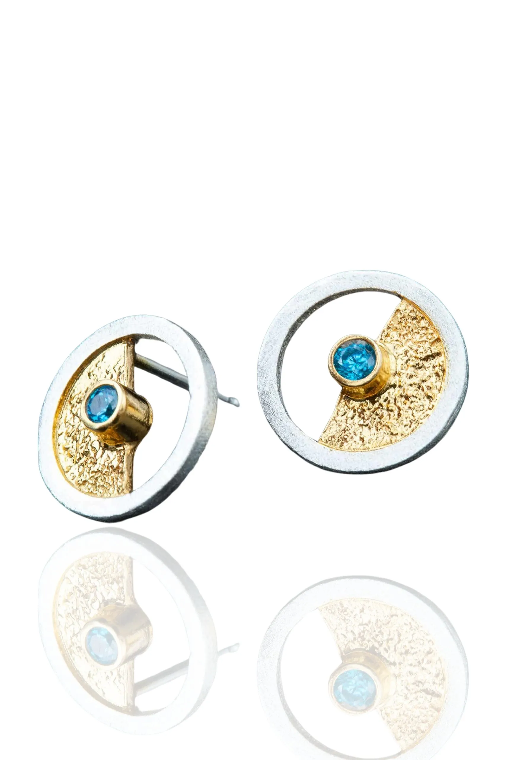 Handmade Jewellery | Blue zircon handmade silver stud earrings main