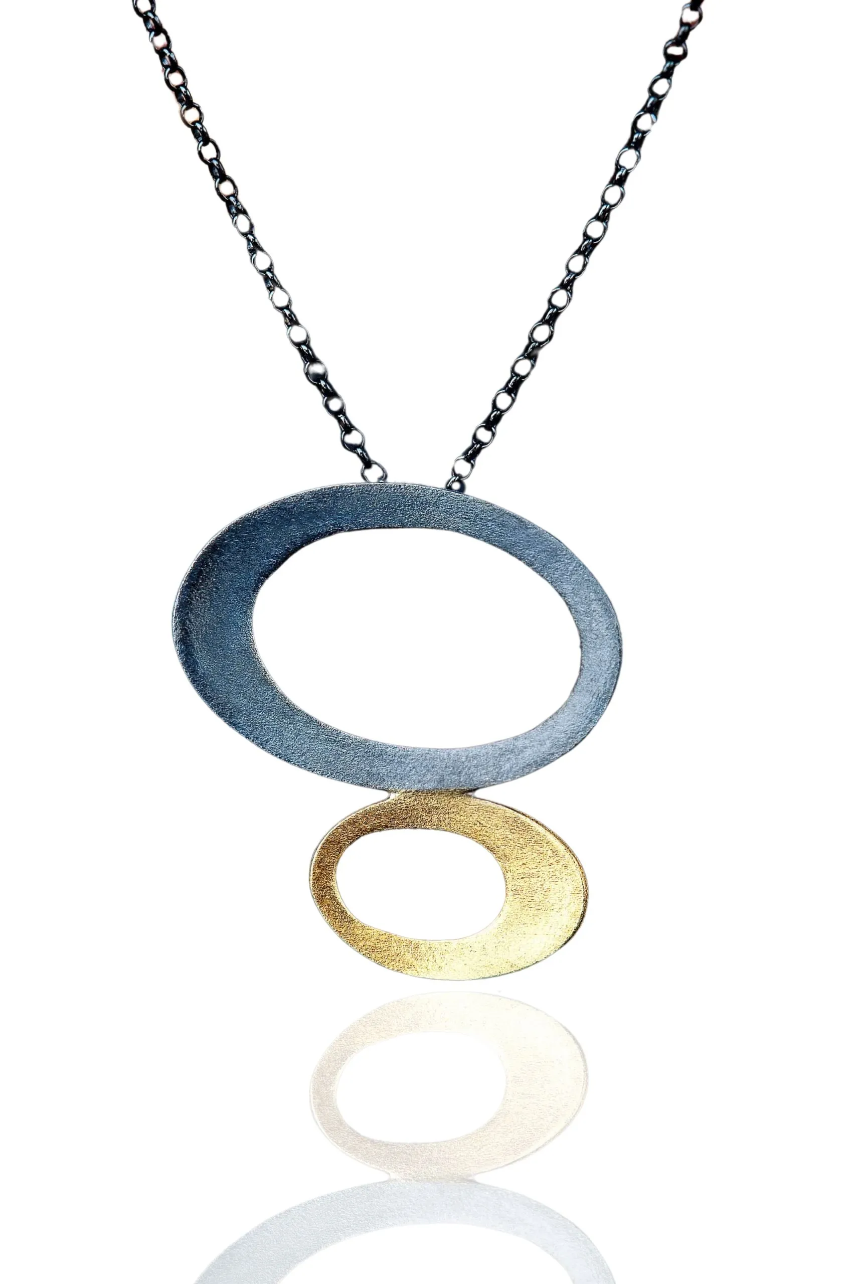 Handmade Jewellery | Geometric gold and black rhodium plated silver necklace main